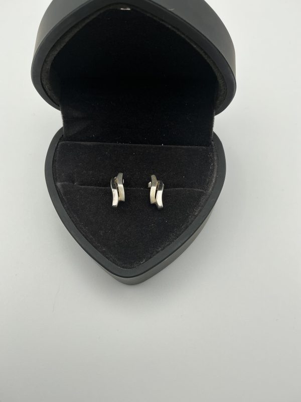 Luxury 925 Sterling Silver Two-Tone Wave Earrings – Sculpted Abstract Design, 2.3g - Image 6