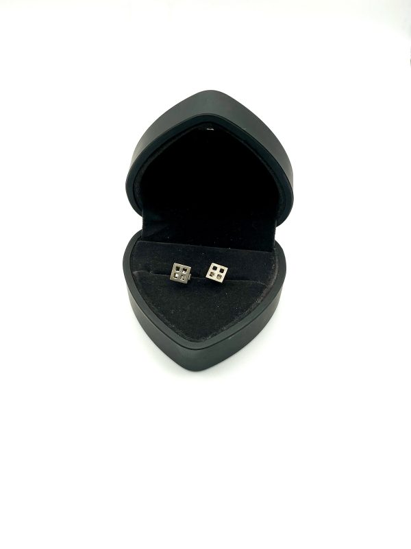 Modern 925 Sterling Silver Grid Stud Earrings – Minimalist Square Design, 1.4g - Image 5