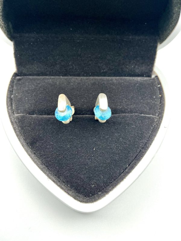 925 Sterling Silver Stud Earrings with Marquise-Cut Blue Spinel – 2.5g - Image 3