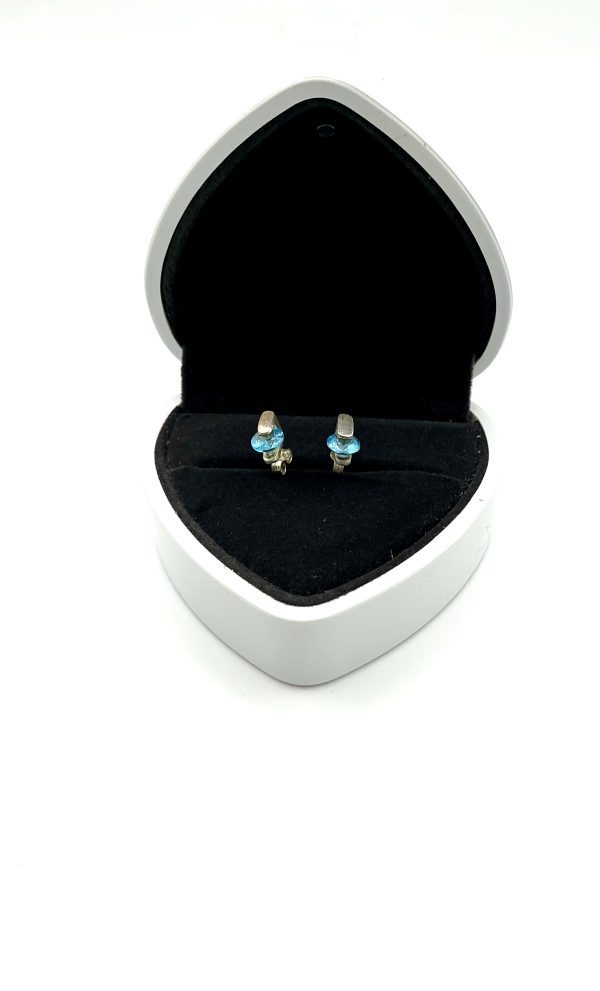 925 Sterling Silver Stud Earrings with Marquise-Cut Blue Spinel – 2.5g - Image 5