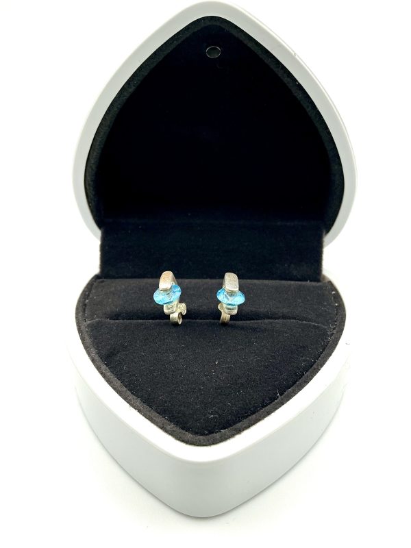 925 Sterling Silver Stud Earrings with Marquise-Cut Blue Spinel – 2.5g - Image 6
