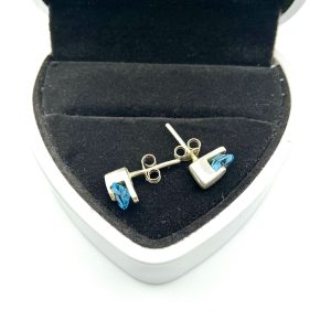 925 Sterling Silver Stud Earrings with Marquise-Cut Blue Spinel – 2.5g