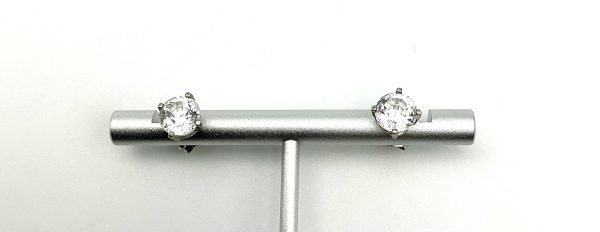 925 Sterling Silver 1.8g Round Brilliant Cut CZ Stud Earrings - Image 4