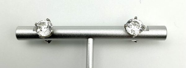925 Sterling Silver 1.8g Round Brilliant Cut CZ Stud Earrings - Image 3