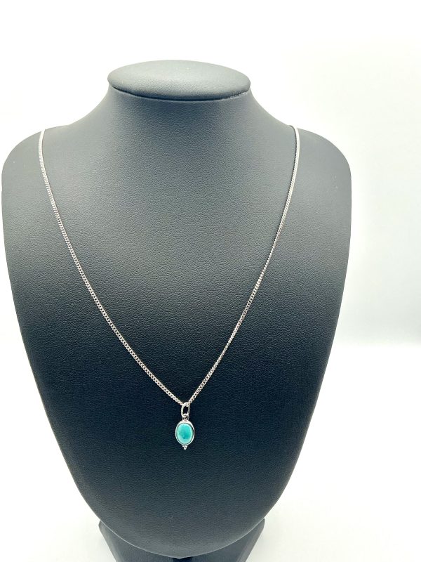 925 Sterling Silver Oval Turquoise Pendant Necklace – Boho Luxe Chain - Image 4