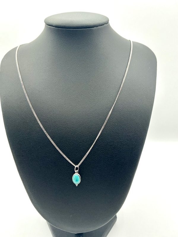 925 Sterling Silver Oval Turquoise Pendant Necklace – Boho Luxe Chain - Image 5