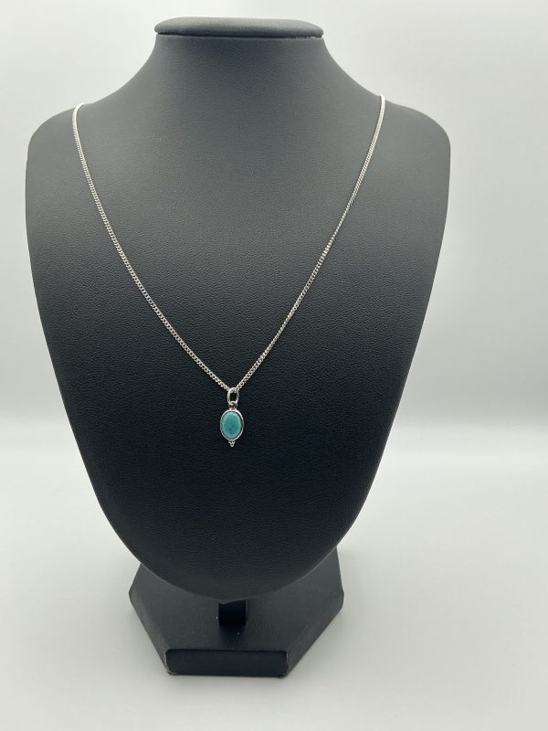 925 Sterling Silver Oval Turquoise Pendant Necklace – Boho Luxe Chain - Image 6