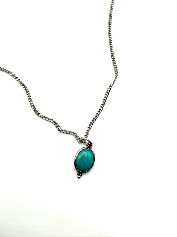 925 Sterling Silver Oval Turquoise Pendant Necklace – Boho Luxe Chain - Image 3