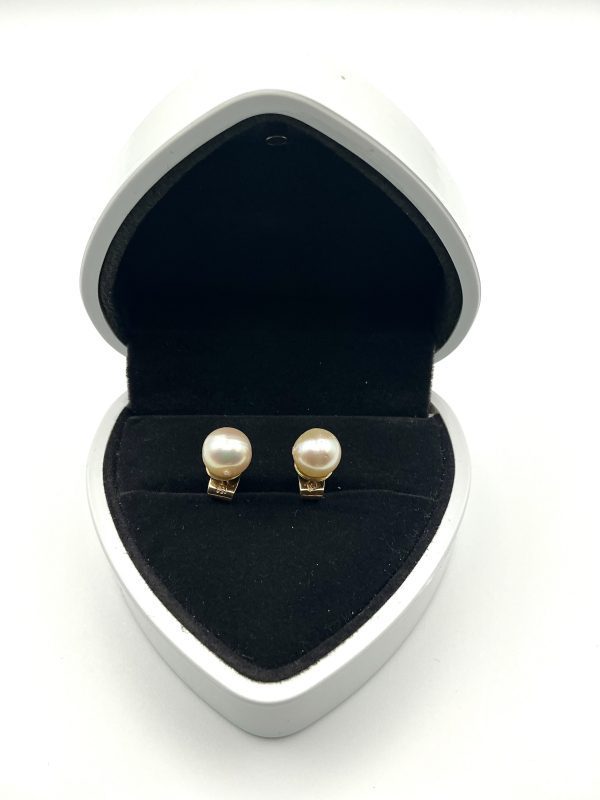 18K Yellow Gold Cultured Pearl Stud Earrings – Classic Timeless Elegance, 3g - Image 8