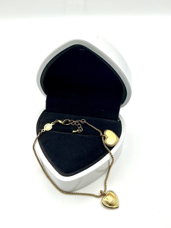 Katie Loxton Gold-Tone Double Heart Bracelet – Adjustable Chain, 5.1g, 4” - Image 5