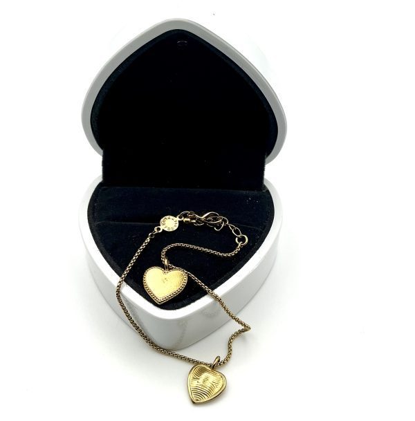 Katie Loxton Gold-Tone Double Heart Bracelet – Adjustable Chain, 5.1g, 4” - Image 4