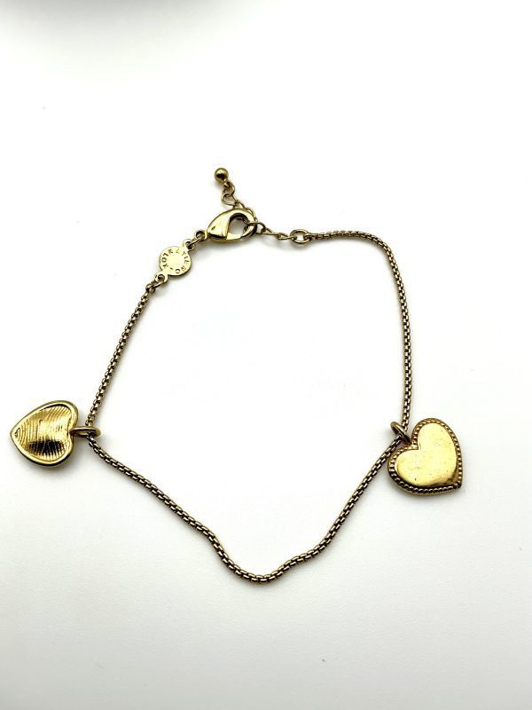 Katie Loxton Gold-Tone Double Heart Bracelet – Adjustable Chain, 5.1g, 4” - Image 3