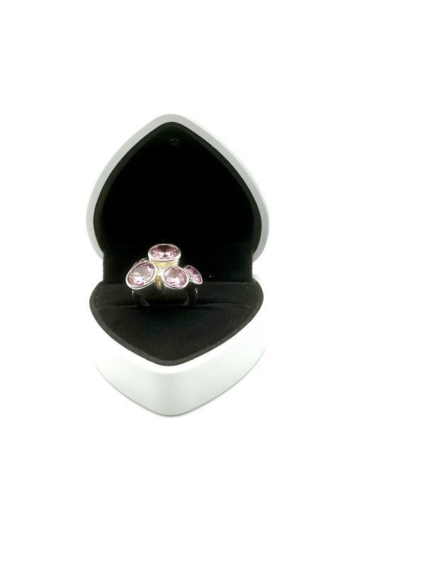 H&W Sterling Silver Pink Tourmaline-Style Cluster Cocktail Ring – 20.4g, Birmingham Assay - Image 9