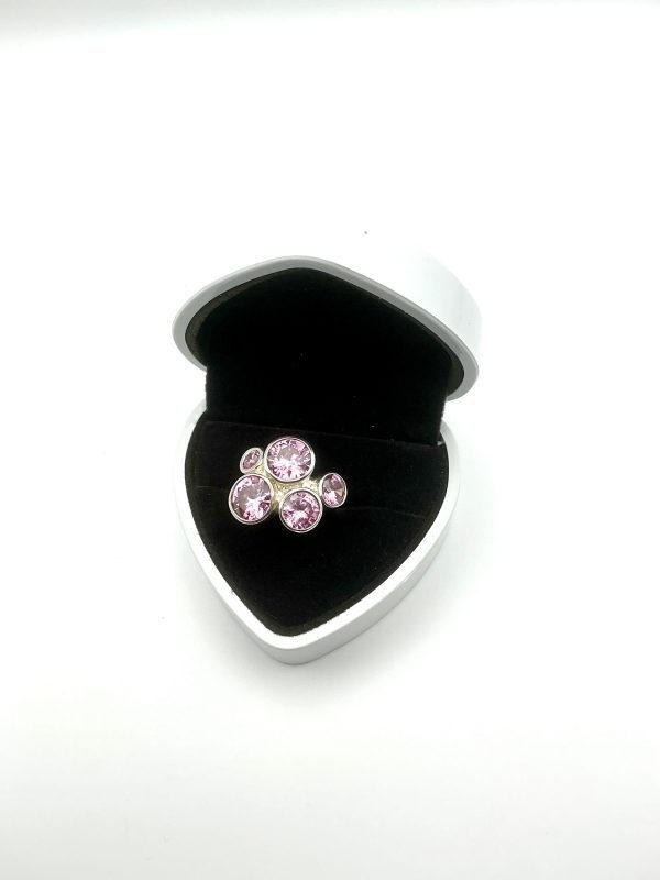 H&W Sterling Silver Pink Tourmaline-Style Cluster Cocktail Ring – 20.4g, Birmingham Assay - Image 8