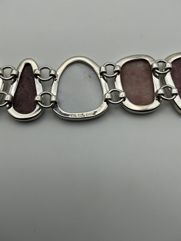 Whitney Kelly Sterling Silver Pink Gemstone Bracelet – 17cm, 45g Statement Design - Image 11