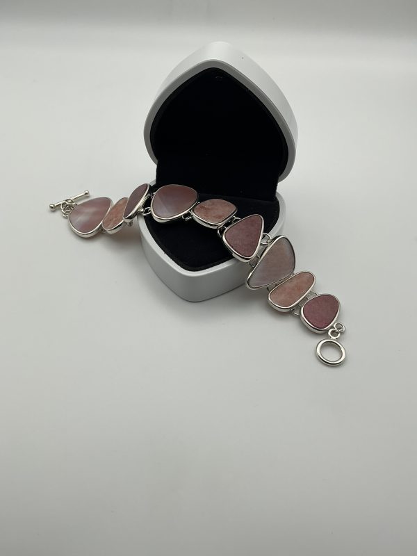 Whitney Kelly Sterling Silver Pink Gemstone Bracelet – 17cm, 45g Statement Design - Image 7