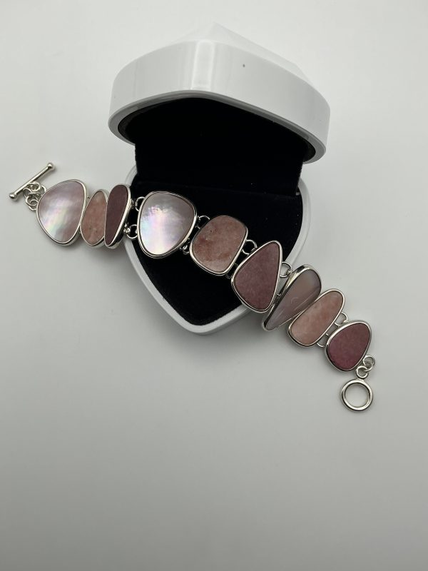 Whitney Kelly Sterling Silver Pink Gemstone Bracelet – 17cm, 45g Statement Design - Image 6