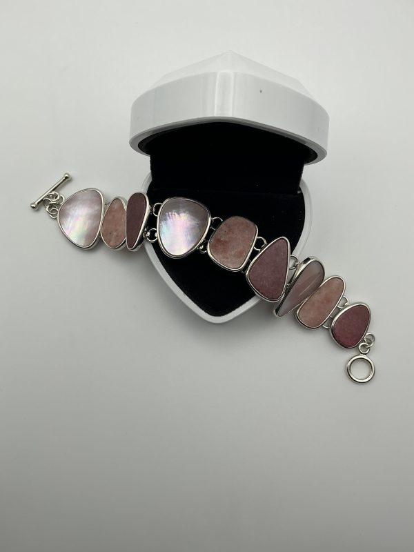 Whitney Kelly Sterling Silver Pink Gemstone Bracelet – 17cm, 45g Statement Design - Image 5