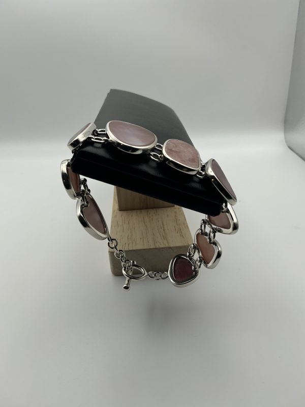 Whitney Kelly Sterling Silver Pink Gemstone Bracelet – 17cm, 45g Statement Design - Image 8