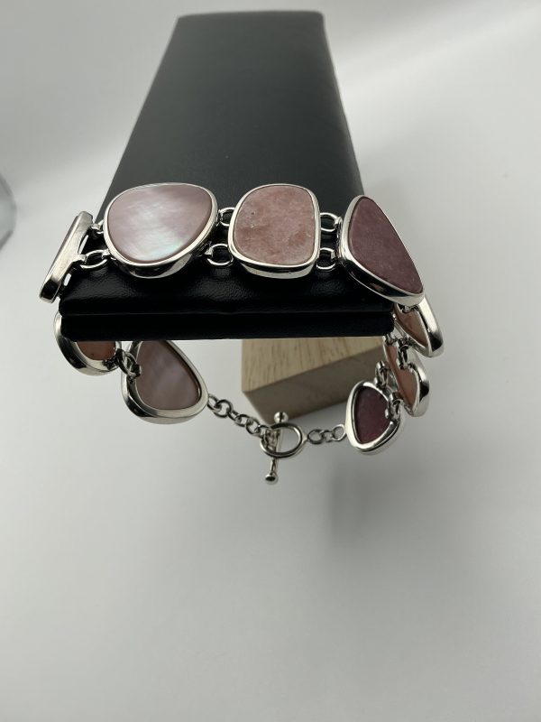 Whitney Kelly Sterling Silver Pink Gemstone Bracelet – 17cm, 45g Statement Design - Image 10
