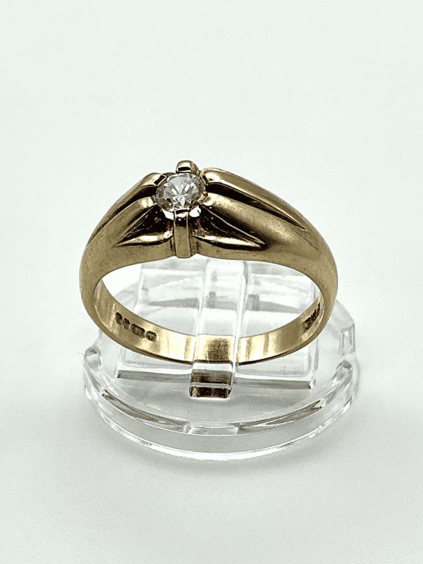 Vintage 9ct Gold Gents Solitaire Ring – London 1985 Hallmark – Size U – 4.5g - Image 3