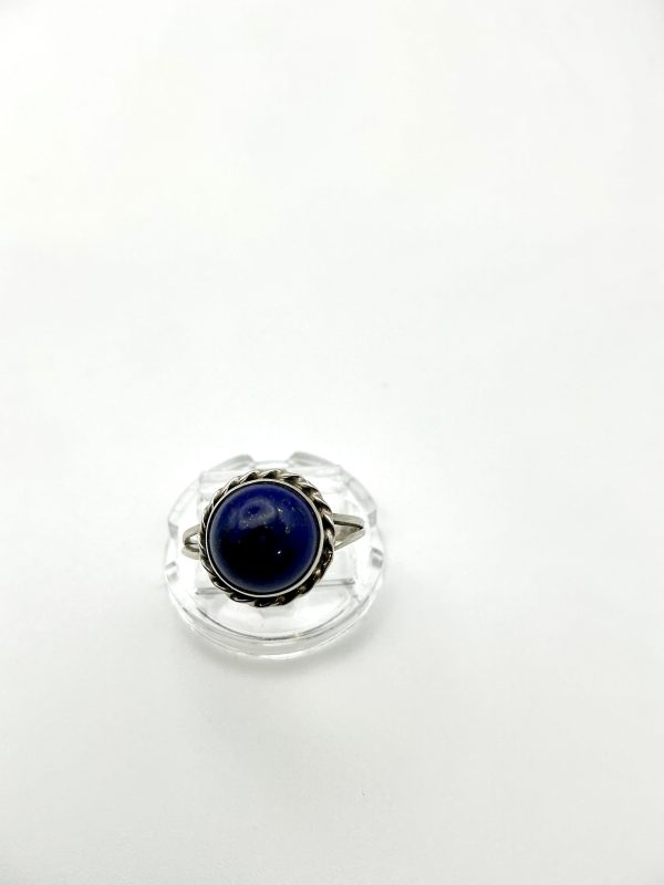 Sterling Silver Lapis Lazuli Cabochon Ring – Size O | Vintage 925 Silver Gemstone Ring 2.6g - Image 7