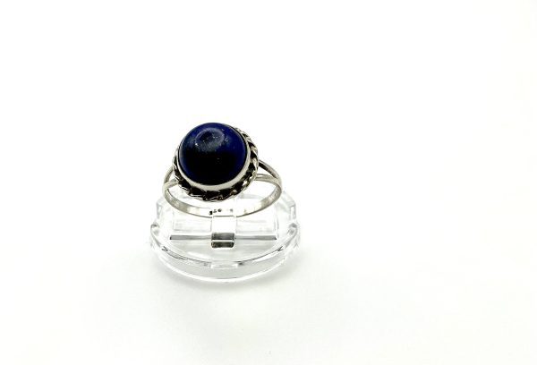 Sterling Silver Lapis Lazuli Cabochon Ring – Size O | Vintage 925 Silver Gemstone Ring 2.6g - Image 6