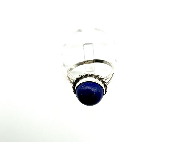 Sterling Silver Lapis Lazuli Cabochon Ring – Size O | Vintage 925 Silver Gemstone Ring 2.6g - Image 5