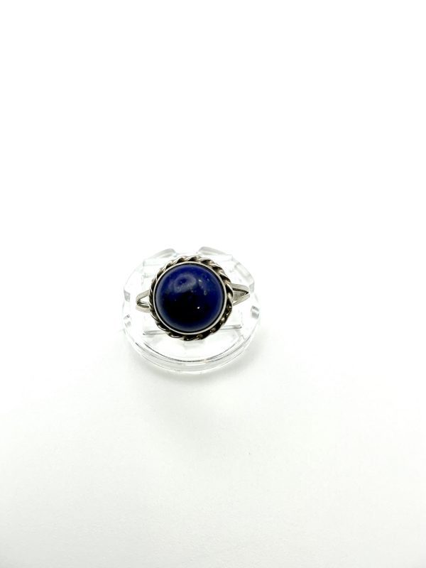 Sterling Silver Lapis Lazuli Cabochon Ring – Size O | Vintage 925 Silver Gemstone Ring 2.6g - Image 4