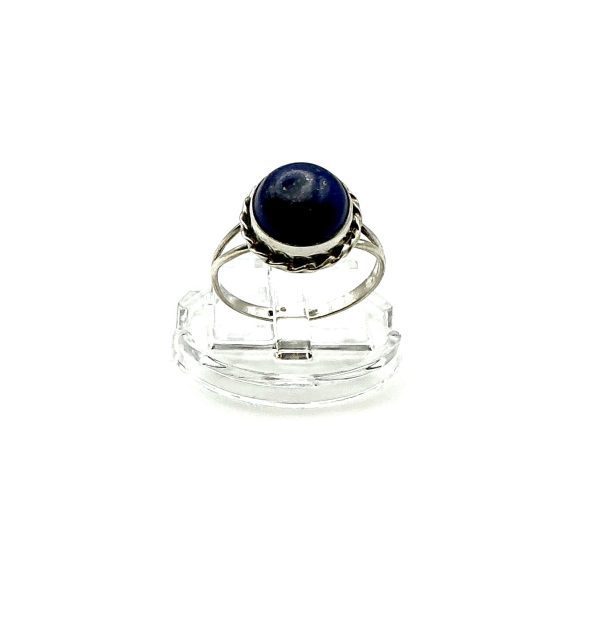 Sterling Silver Lapis Lazuli Cabochon Ring – Size O | Vintage 925 Silver Gemstone Ring 2.6g - Image 3