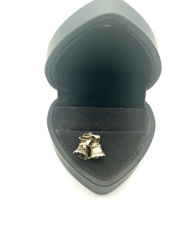 Vintage Pre-1975 9ct Gold Twin Bells Charm Pendant – Solid 375 Yellow Gold, 4.2g Collectible - Image 3