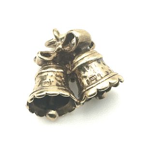 Vintage Pre-1975 9ct Gold Twin Bells Charm Pendant – Solid 375 Yellow Gold, 4.2g Collectible