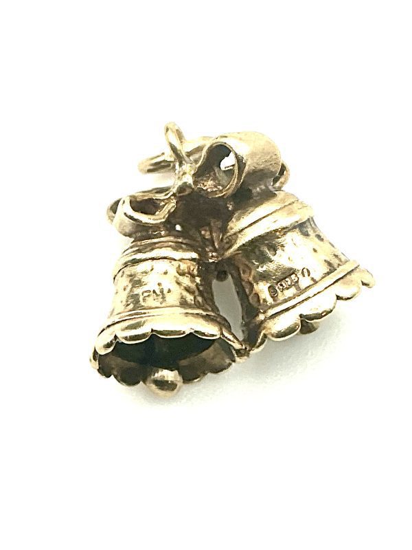 Vintage Pre-1975 9ct Gold Twin Bells Charm Pendant – Solid 375 Yellow Gold, 4.2g Collectible - Image 7