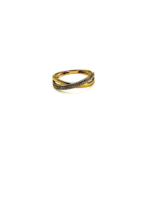 Vintage 9K Yellow Gold & Diamond Crossover Ring – Assayed in London, Pre-1975 – Size K - Image 7