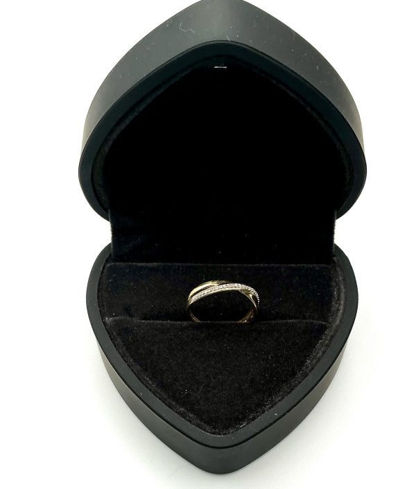 Vintage 9K Yellow Gold & Diamond Crossover Ring – Assayed in London, Pre-1975 – Size K - Image 8