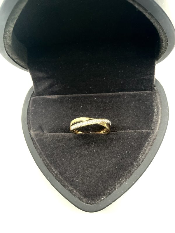 Vintage 9K Yellow Gold & Diamond Crossover Ring – Assayed in London, Pre-1975 – Size K - Image 9