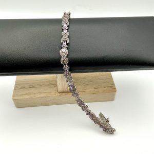 Luxury 925 Sterling Silver Amethyst Bracelet, 7.5” Length, 17.8g