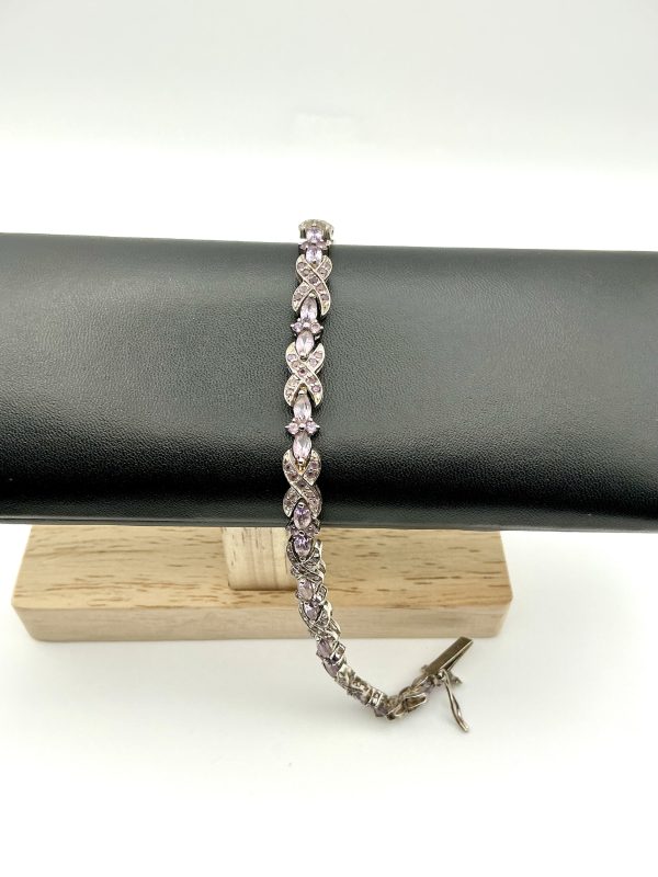 Luxury 925 Sterling Silver Amethyst Bracelet, 7.5” Length, 17.8g - Image 3