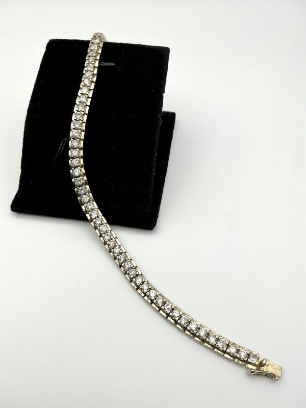 Luxury 925 Gold-Tone Silver CZ Tennis Bracelet