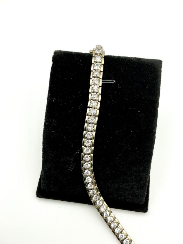 Luxury 925 Gold-Tone Silver CZ Tennis Bracelet - Image 6