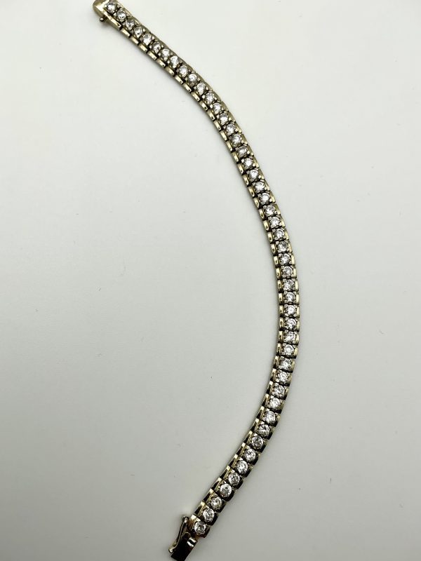 Luxury 925 Gold-Tone Silver CZ Tennis Bracelet - Image 4