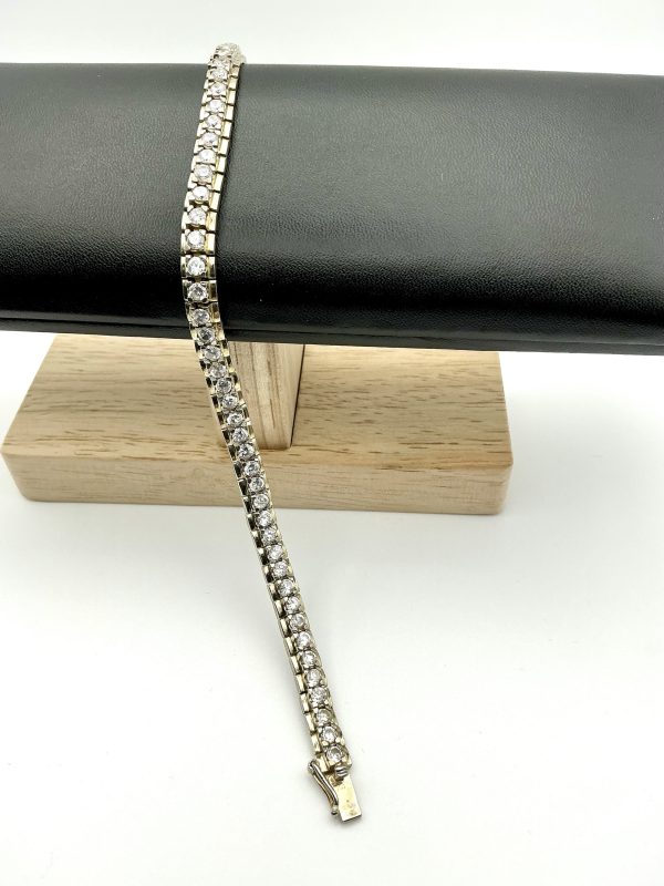 Luxury 925 Gold-Tone Silver CZ Tennis Bracelet - Image 3
