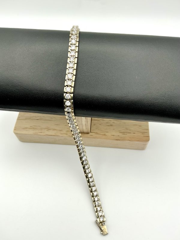 Luxury 925 Gold-Tone Silver CZ Tennis Bracelet - Image 2
