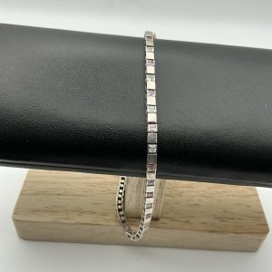 Luxury 925 Silver Pink & Clear Glass Tennis Bracelet, 7” Length, 8.2g