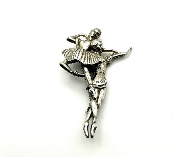 Vintage Beau Sterling Silver Figural Dancer Brooch | Mid-Century Modernist Collectible Pin
