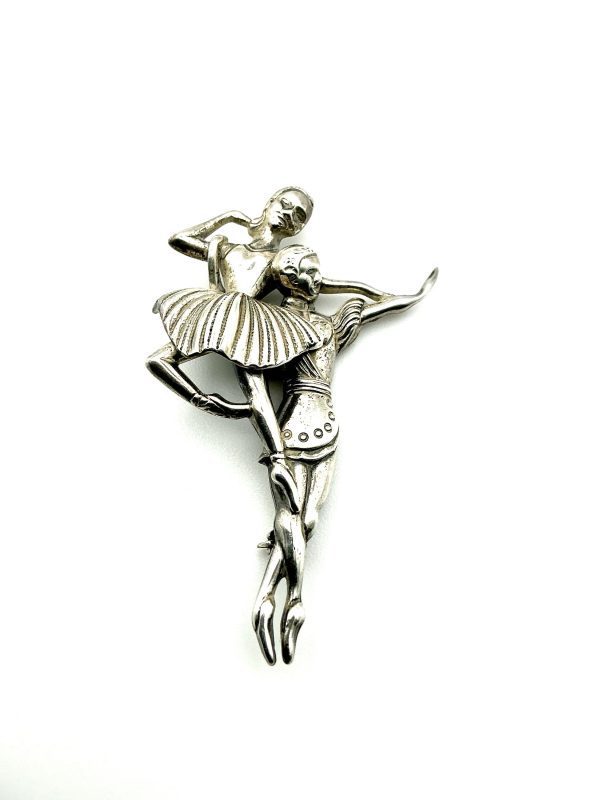 Vintage Beau Sterling Silver Figural Dancer Brooch | Mid-Century Modernist Collectible Pin - Image 2