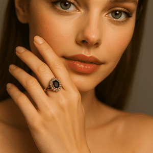 9ct Yellow Gold London Blue Topaz and CZ Cluster Ring – Size O, 2.2g