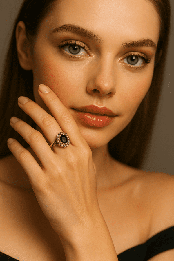9ct Yellow Gold London Blue Topaz and CZ Cluster Ring – Size O, 2.2g