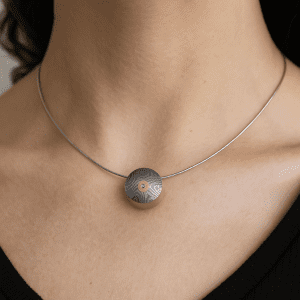 Broughton-Stuart Sterling Silver & 18K Gold Mokume-Gane Diamond Pendant Necklace