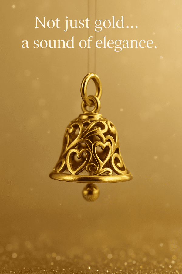 9ct Yellow Gold Ornate Bell Pendant or Charm – 22mm, 3.7g